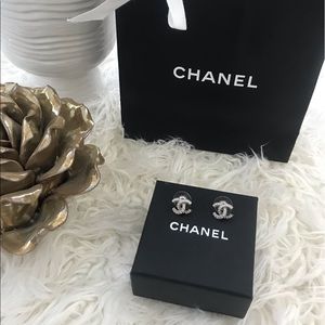 Chanel CC Crystal Logo Earrings
